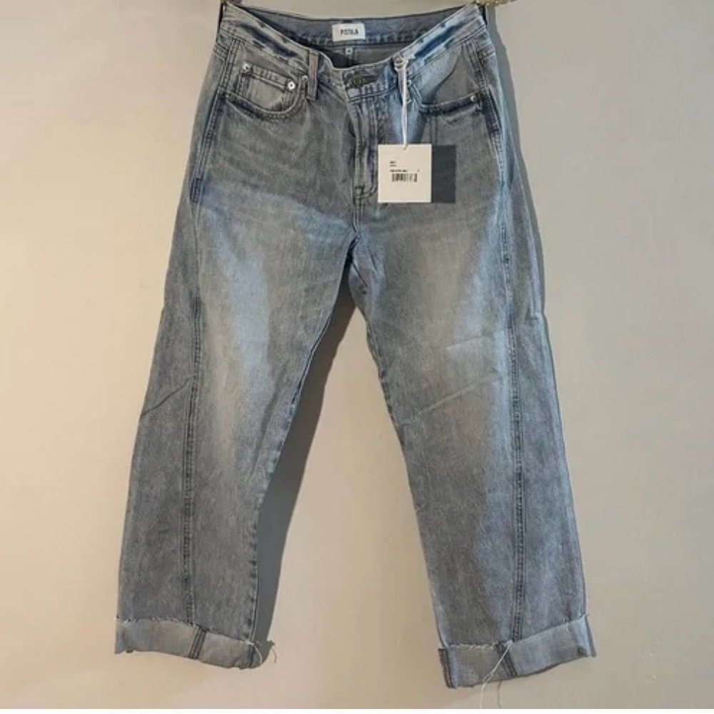 Pistola Blue Boyfriend Jeans Casual Cropped Style